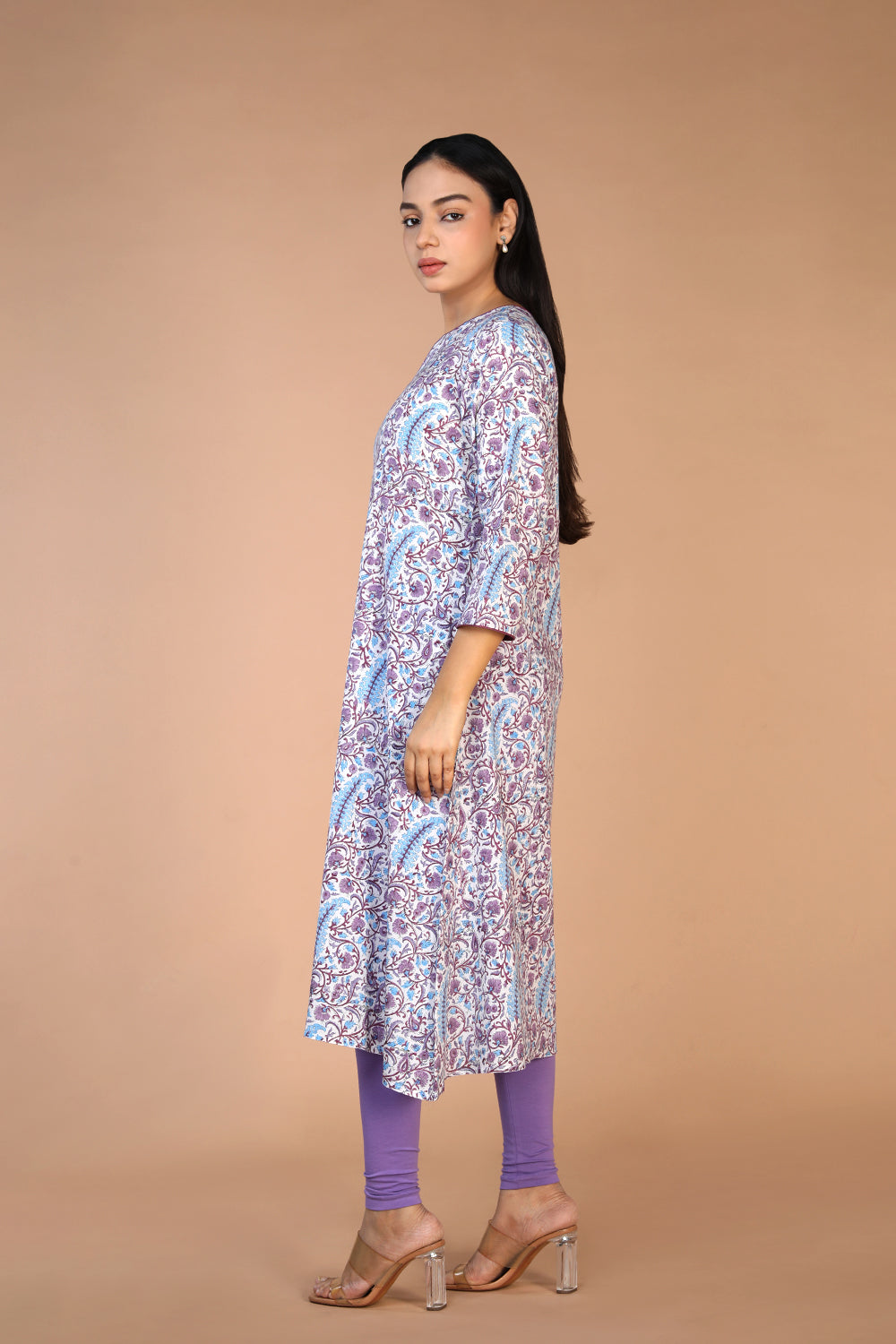 Image of Offwhite Floral hand block printed pure cotton Kurti